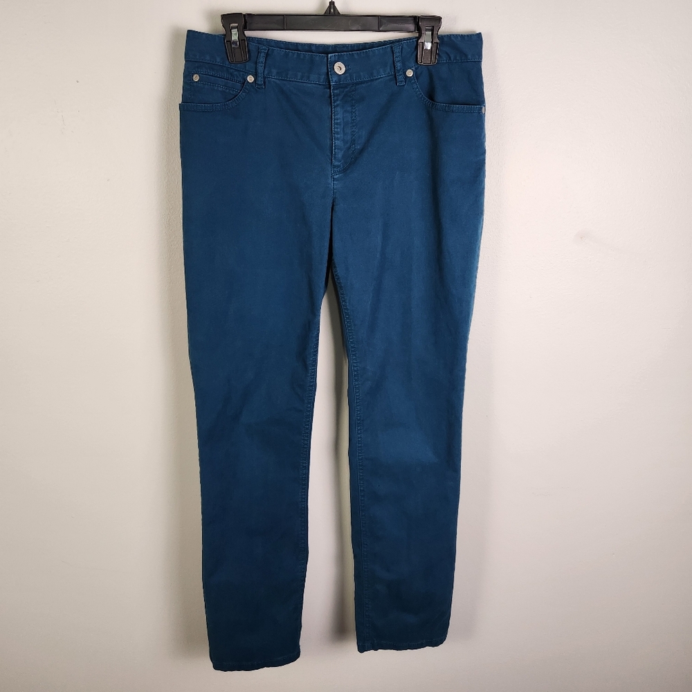 EUC‎ J. Jill Teal Authentic Fit Slim Mid Rise Straight Chino Pants Size 10 #712